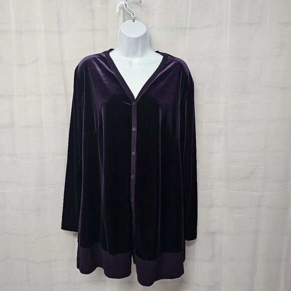 Vintage Venezia Purple Velour Cardigan Goth Dark Academia 14/16 - Picture 11 of 11